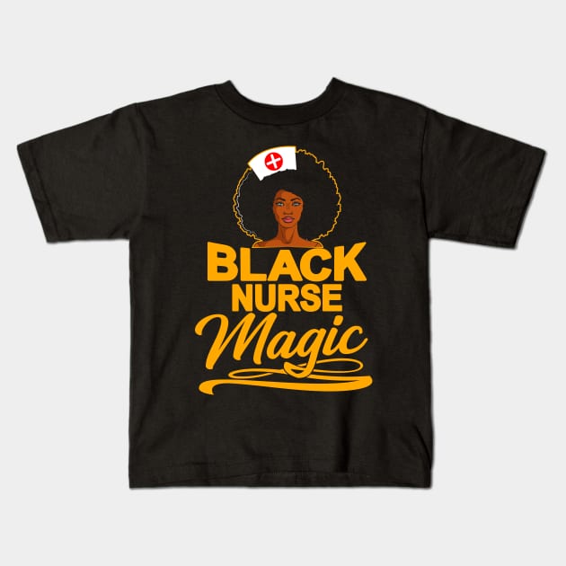 Black Nurse Magic Kids T-Shirt by Delightful Designs